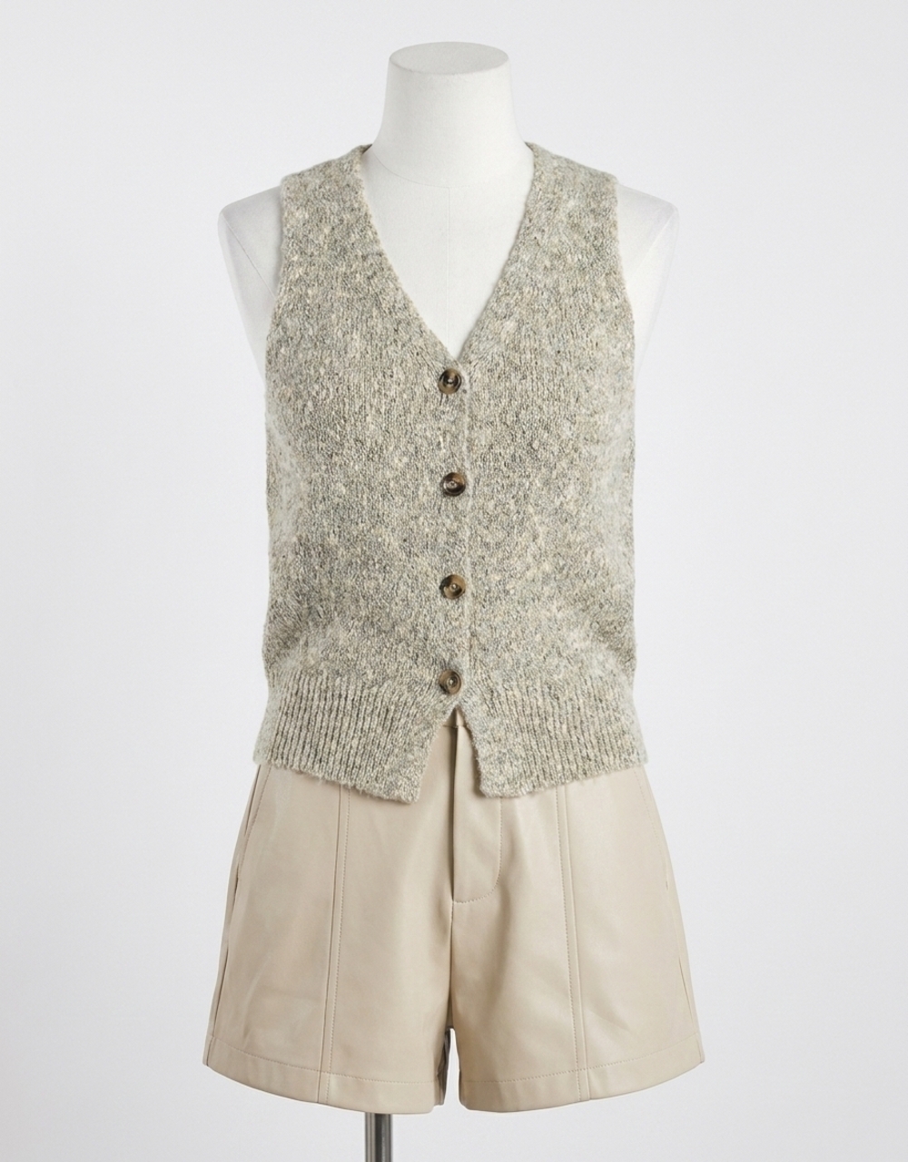 NEW SADIE & SAGE phoenix tank vest with buttons in taupe multi